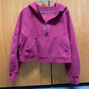 lululemon pomegranate scuba half zip hoodie